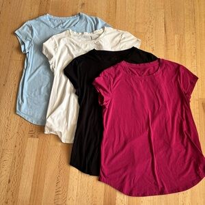 BUNDLE - 4 Skinny Girl Women's Casual T-Shirt Set - Blue, White, Black, Pink